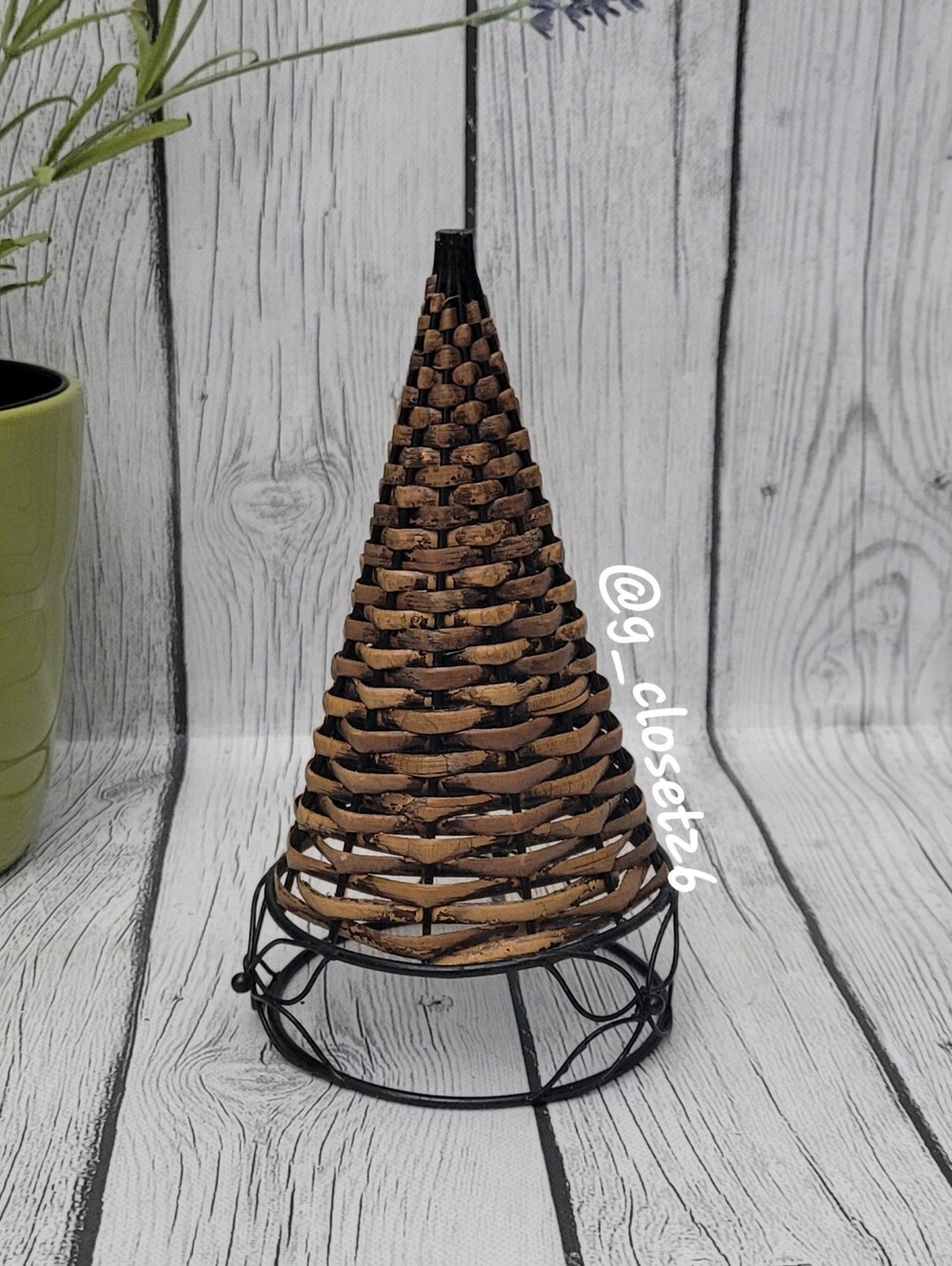 Woven Rattan Cone Decorative Accent - Brown